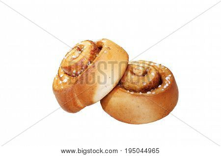 Bun with cinnamon for breakfast in a cafe