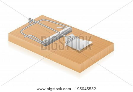 Mouse trap - classical vintage spring loaded bar trap - isolated vector illustration on white background.