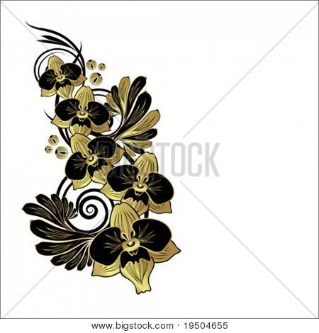 花卉抽象背景： 黄金分支的兰花矢量 （请参阅 Jpeg 也在我的投资组合)