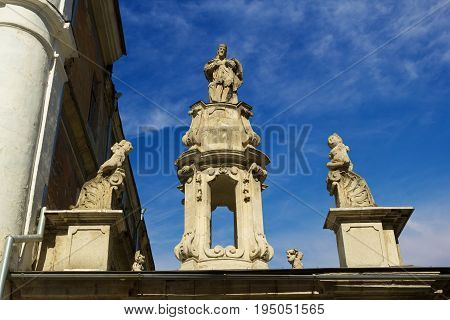 Sculptures of the Cathedral of Saint Peter and Paul in Kamyanets-Podilsky city Ukraine