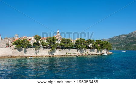 KORKULA, CROATIA - AUG 2, 2016: Harbour of the Old town of Korkula, Croatia.