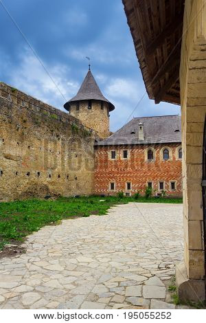 Khotyn Ukraine - 21 May 2017: Inside of the Khotyn castle in Ukraine. Interesting building with catacombs inside. The fortress was designed so that it was nearly impossible to conquer it.