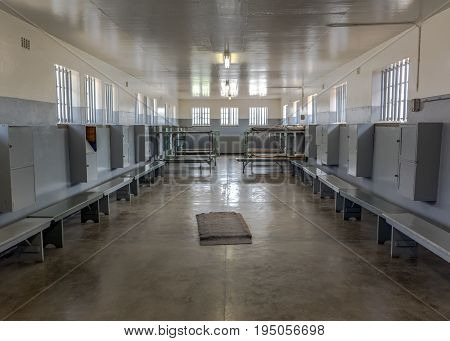 Cape Town South Africa - March 03 2017: Robben Island Prison communal cell