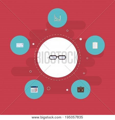 Flat Icons Diagram, Task List, Envelope And Other Vector Elements. Set Of Business Flat Icons Symbols Also Includes Task, Case, Portfolio Objects.