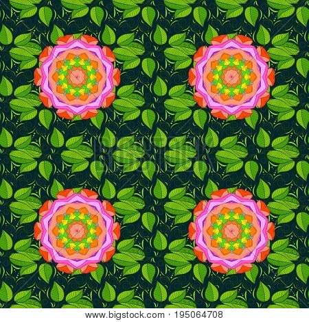 Of doodle elements. Seamless leaf pattern can be used for sketch website background wrapping paper invitation flyer banner or website. Hand drawn Vector illustration.