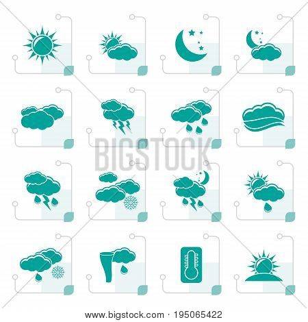 Stylized Weather and meteorology icons - vector icon set