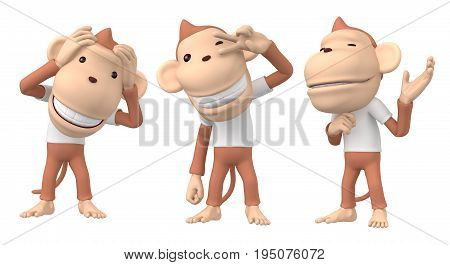 monkey character 
Fun monkey posing and facial expression　- 3D Illustration