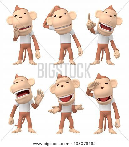 monkey character 
Fun monkey posing and facial expression　- 3D Illustration