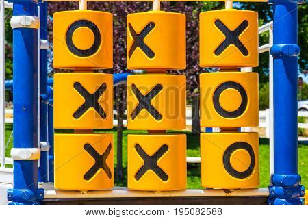 Tic-Tac-Toe Game Locateded On Children's Playground Equipment