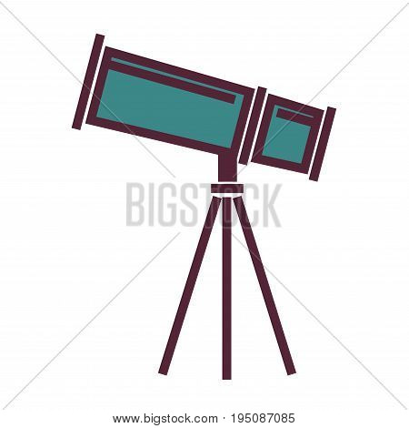 Big powerful telescope with metal blue corpus on tripod isolated flat cartoon vector illustration on white background. Equipment for scientific astronomical researches and night sky observation.