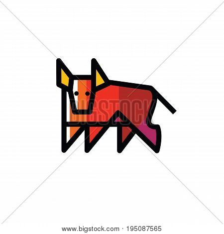 Colorful stylized drawing of stand powerful bull