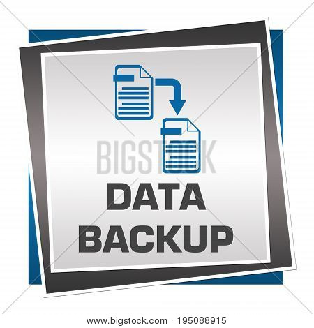 Data backup concept image with text and related graphics.