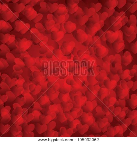 Hearts background to Valentine's Day concept with shaped lights red hearts, holiday background.