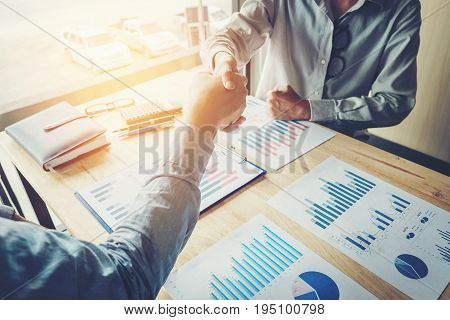 Business People Colleagues Shaking Hands Meting Planning Strategy Analysis  Concept