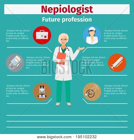 Future profession nepiologist infographic for students, vector illustration