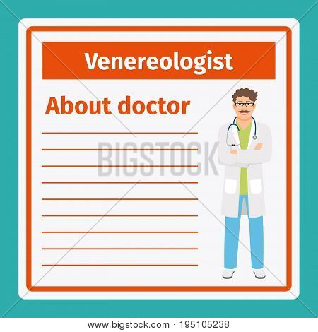 Medical professional notes about venereologist template. Vector illustration