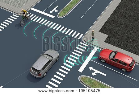 Self Driving Electronic Computer Cars On Road