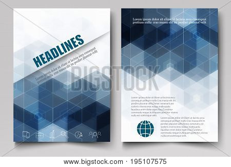 Dark triangles and hexagons on a white background.Template brochures, leaflets, report, journal.