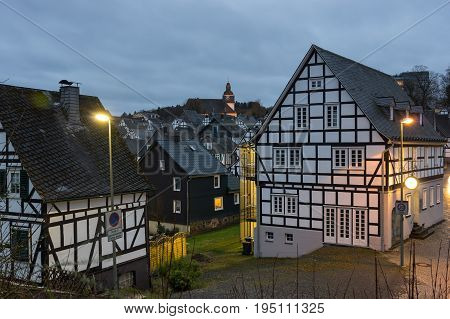 Half-timbered houses of Freudenberg a town in North Rhine-Westphalia Germany