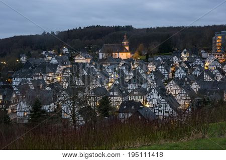 Half-timbered houses of Freudenberg a town in North Rhine-Westphalia Germany