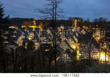 Half-timbered houses of Freudenberg a town in North Rhine-Westphalia Germany