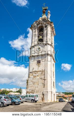 LISBON,PORTUGAL - MAY 18,2017 - View at the Clock tower Ajuda in Lisbon. Lisbon is the capital of Portugal.
