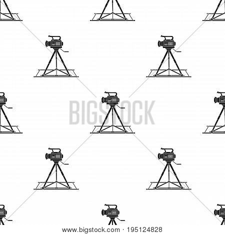 Camera moving on rails.Making movie single icon in black style vector symbol stock illustration .