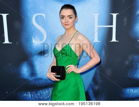 Maisie Williams at the HBO's 'Game Of Thrones' Season 7 premiere held at the Walt Disney Concert Hall in Los Angeles, USA on July 12, 2017.