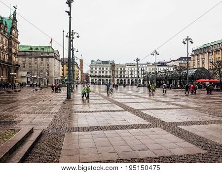 Rathausmarkt Square In Hamburg Hdr