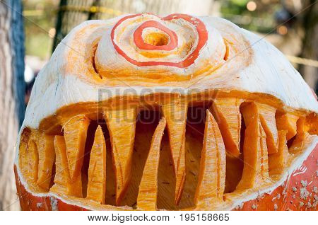CHADDS FORD, PA - OCTOBER 26: View of The Great Pumpkin Carve carving contest on October 26, 2013