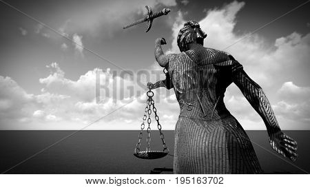 Broken lady of justice 3d rendering