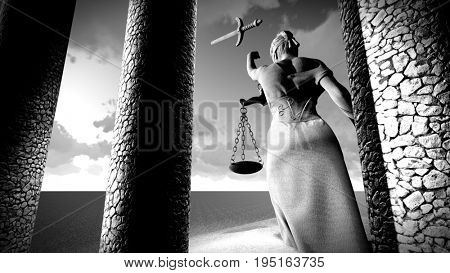 Broken lady of justice 3d rendering