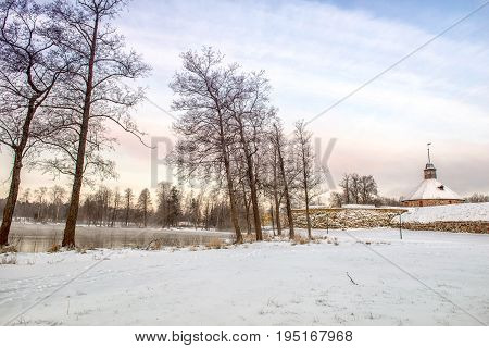 The landmark Korela fortress winter. Priozersk Russia