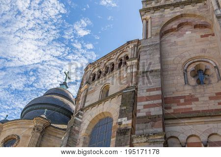 Trier Cathedral with blue sky picture detail