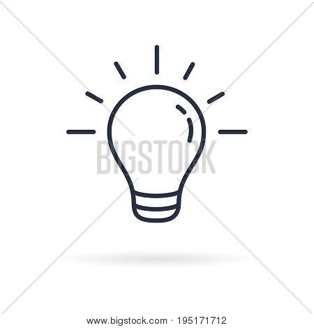 Pictograph of light bulb. Lamp line icon on white background. Vector illustration.