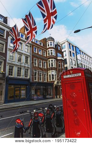 LONDON UNITED KINGDOM - August 12th 2016: Detail of Bruton Street in the affluent area of Mayfair in London city centre