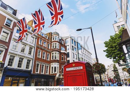 LONDON UNITED KINGDOM - August 12th 2016: Detail of Bruton Street in the affluent area of Mayfair in London city centre