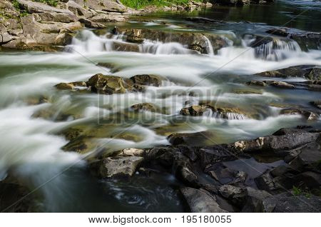 Background Landscape With Waterfall In Yaremche Vilage In Ukraine