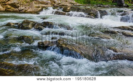 Background Landscape With Waterfall In Yaremche Vilage In Ukraine