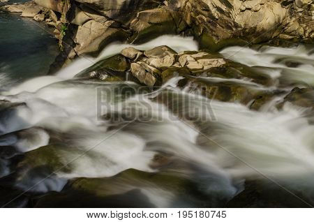 Background Landscape With Waterfall In Yaremche Vilage In Ukraine