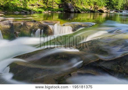 Background Landscape With Waterfall In Yaremche Vilage In Ukraine