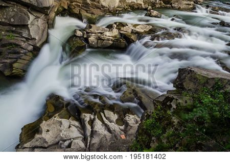 Background Landscape With Waterfall In Yaremche Vilage In Ukraine