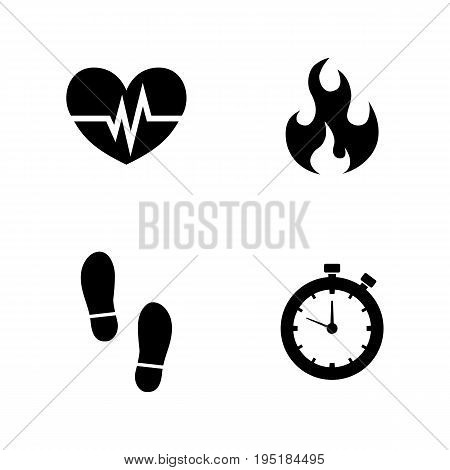 Cardio. Simple Related Vector Icons Set for Video, Mobile Apps, Web Sites, Print Projects and Your Design. Black Flat Illustration on White Background.