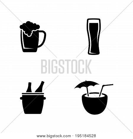 Alcoholic. Simple Related Vector Icons Set for Video, Mobile Apps, Web Sites, Print Projects and Your Design. Black Flat Illustration on White Background.