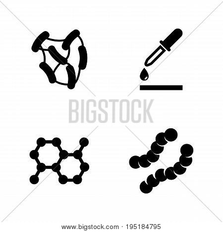 Microbe Laboratory Experiment. Simple Related Vector Icons Set for Video, Mobile Apps, Web Sites, Print Projects and Your Design. Black Flat Illustration on White Background.