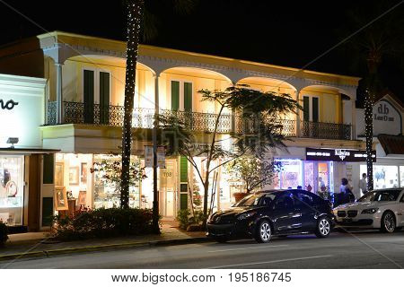 FORT LAUDERDALE, FL, USA - DEC. 18, 2012: Las Olas Boulevard at night, Fort Lauderdale, Florida, USA.