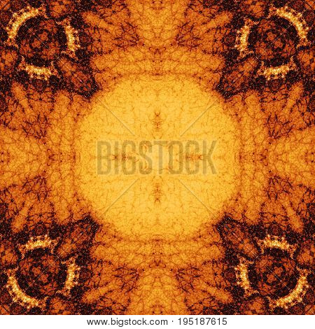 Brigh orange brown soft ornate symmetry tile design