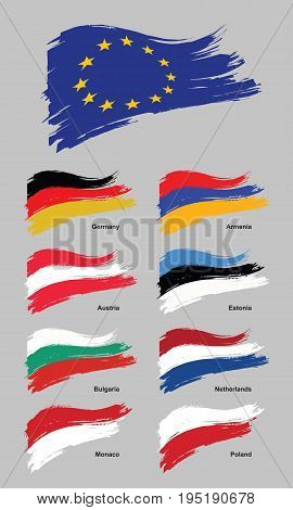Set of European flags. Design elements. Europe