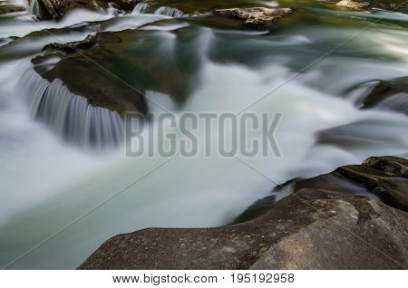 Background Landscape With Waterfall In Yaremche Vilage In Ukraine