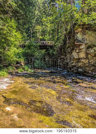 Background Landscape With Waterfall In Yaremche Vilage In Ukraine